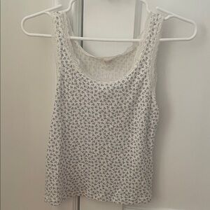 John Galt Floral Lace Trim Tank Top